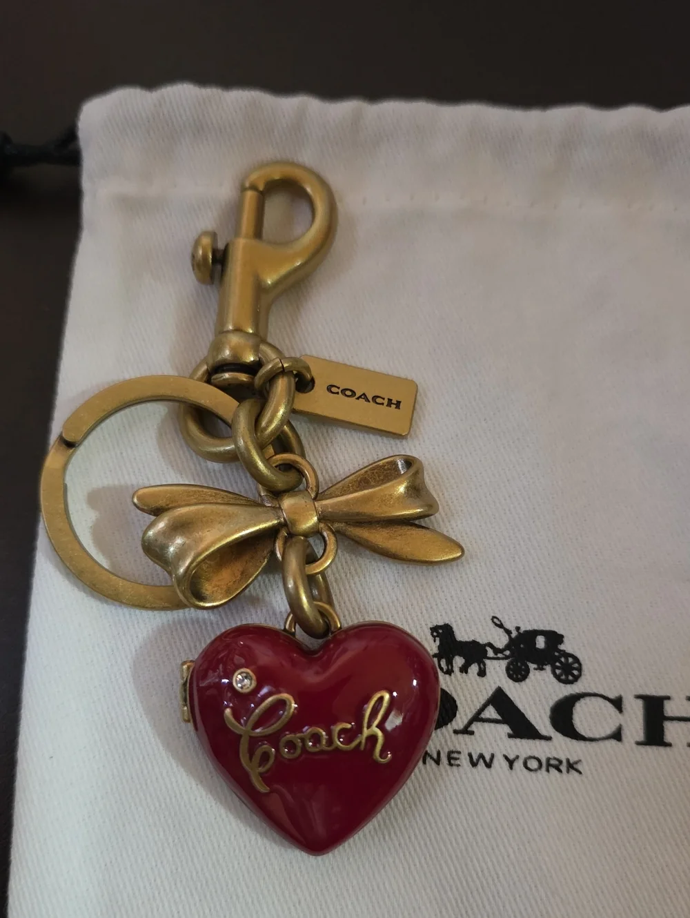 Coach Heart Charm Gold-Tone Locket Opens For Pic/ Lock Of Hair Nwot W/ Dusty